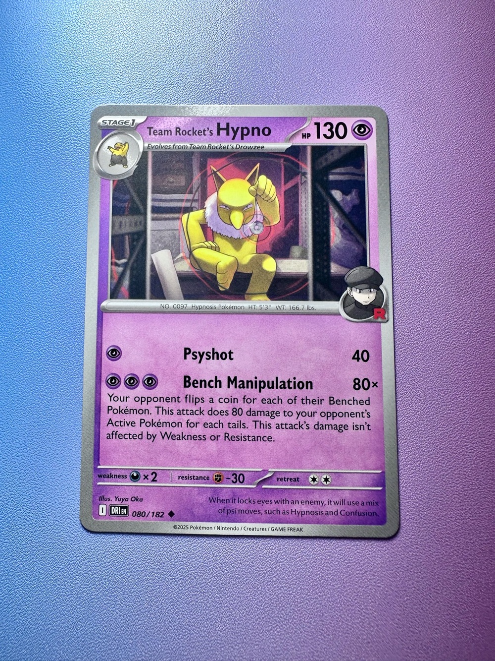 team rocket’s hypno - 080/182 (uncommon) — pokemon: destined rivals